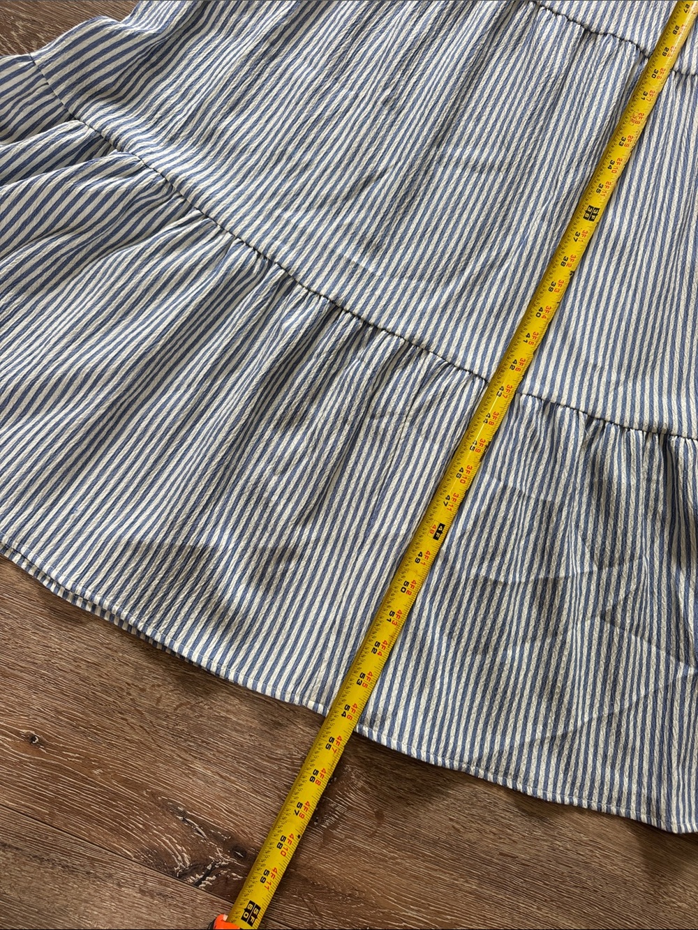 London Times White & Blue Striped Ruffle Tiered Maxi Dress Size: 12 - Picture 8 of 10